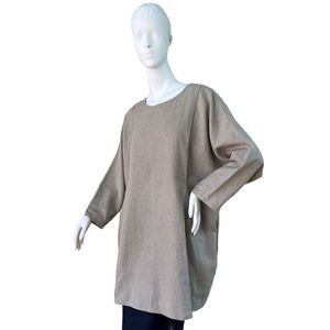 Arlene Prescott Santa Fe Textile Artisan Natural Fiber Beige Tunic Top One Size